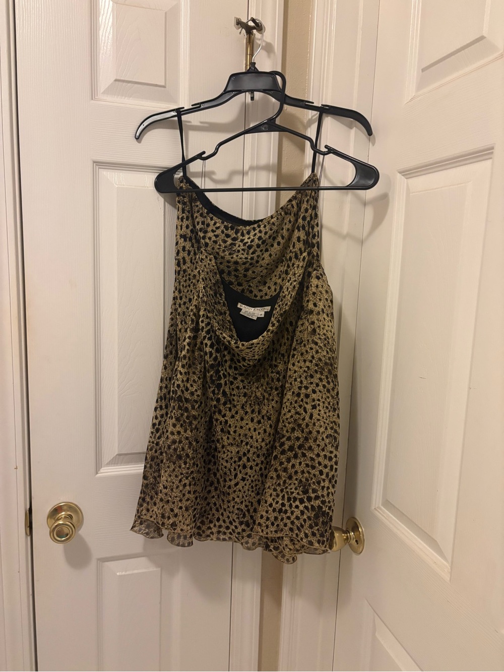 Maggy London Beige and Black Animal Print Cowl Neck Cami Anne Taylor.